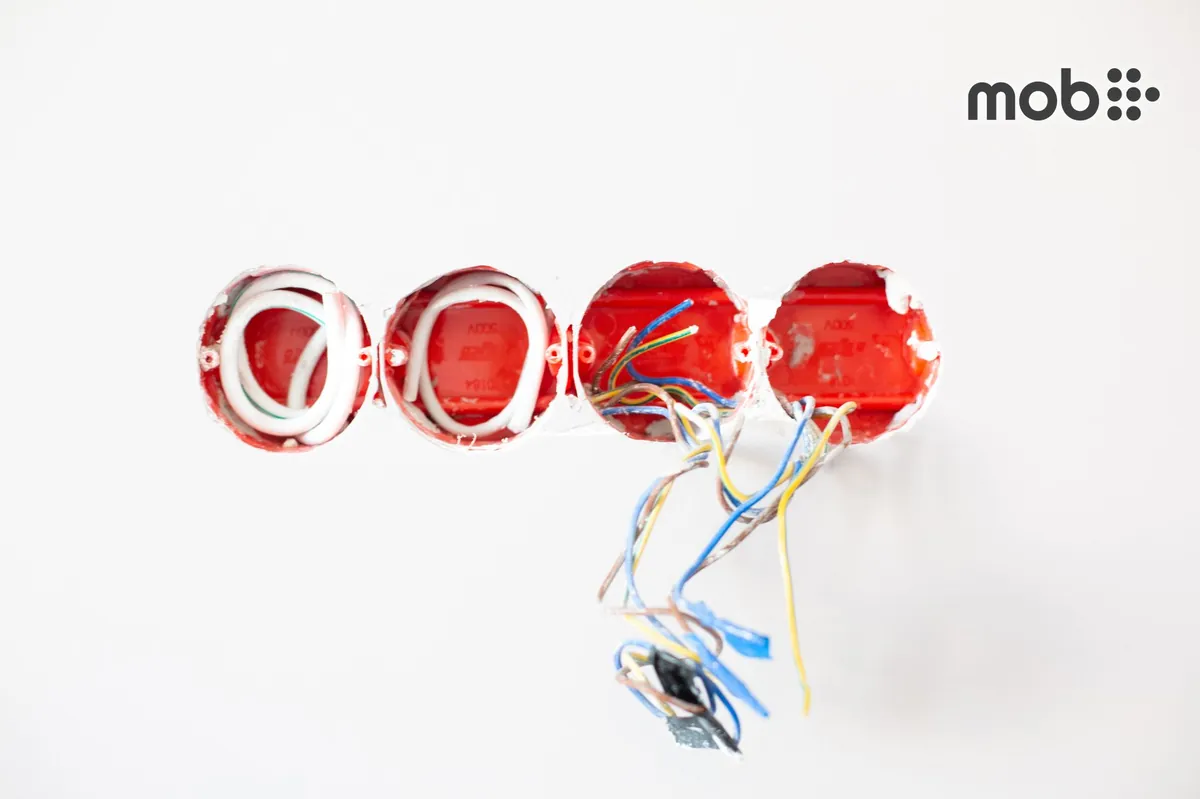 Coils of coloured electrical wires for house wiring