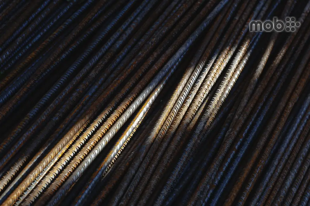 Bundles of TMT steel bars on a construction site ready for use in a house