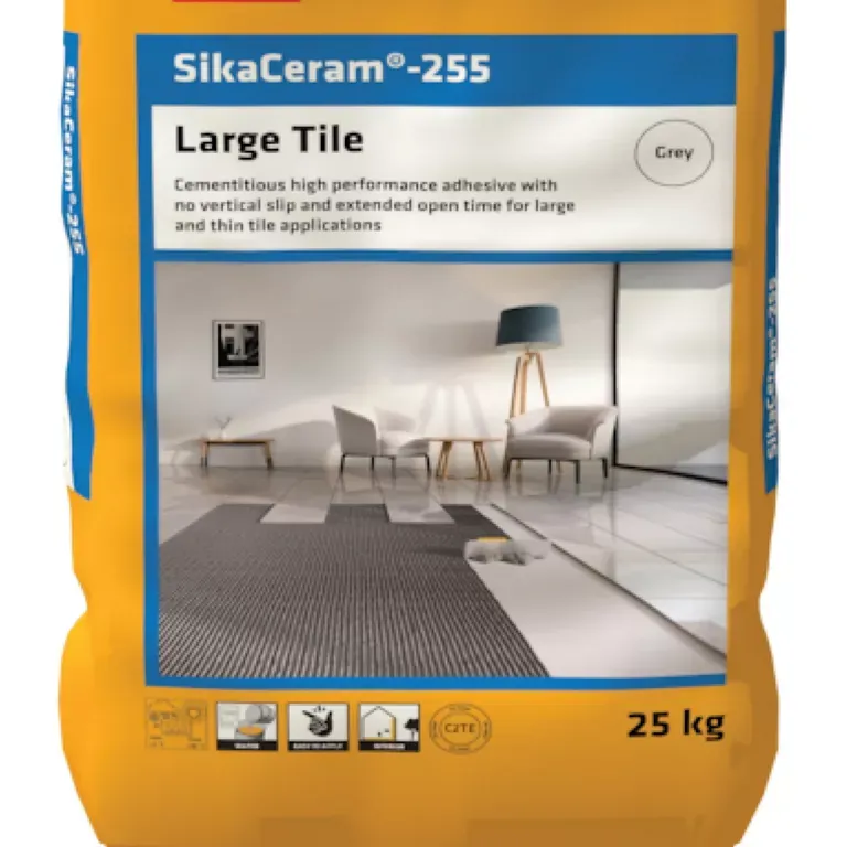 Sika Cementitious Tile Adhesive Sikaceram 255 Large Tile Grey 25kg (Pack of 1)