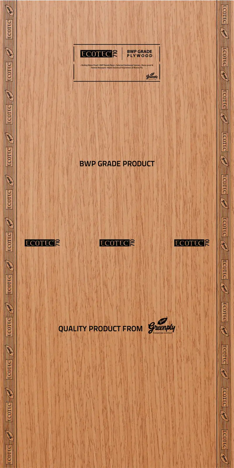 GreenPly EcoTec 710 BWP Plywood Thickness : 6mm Size : 8x4 Feet 10 Year Warranty