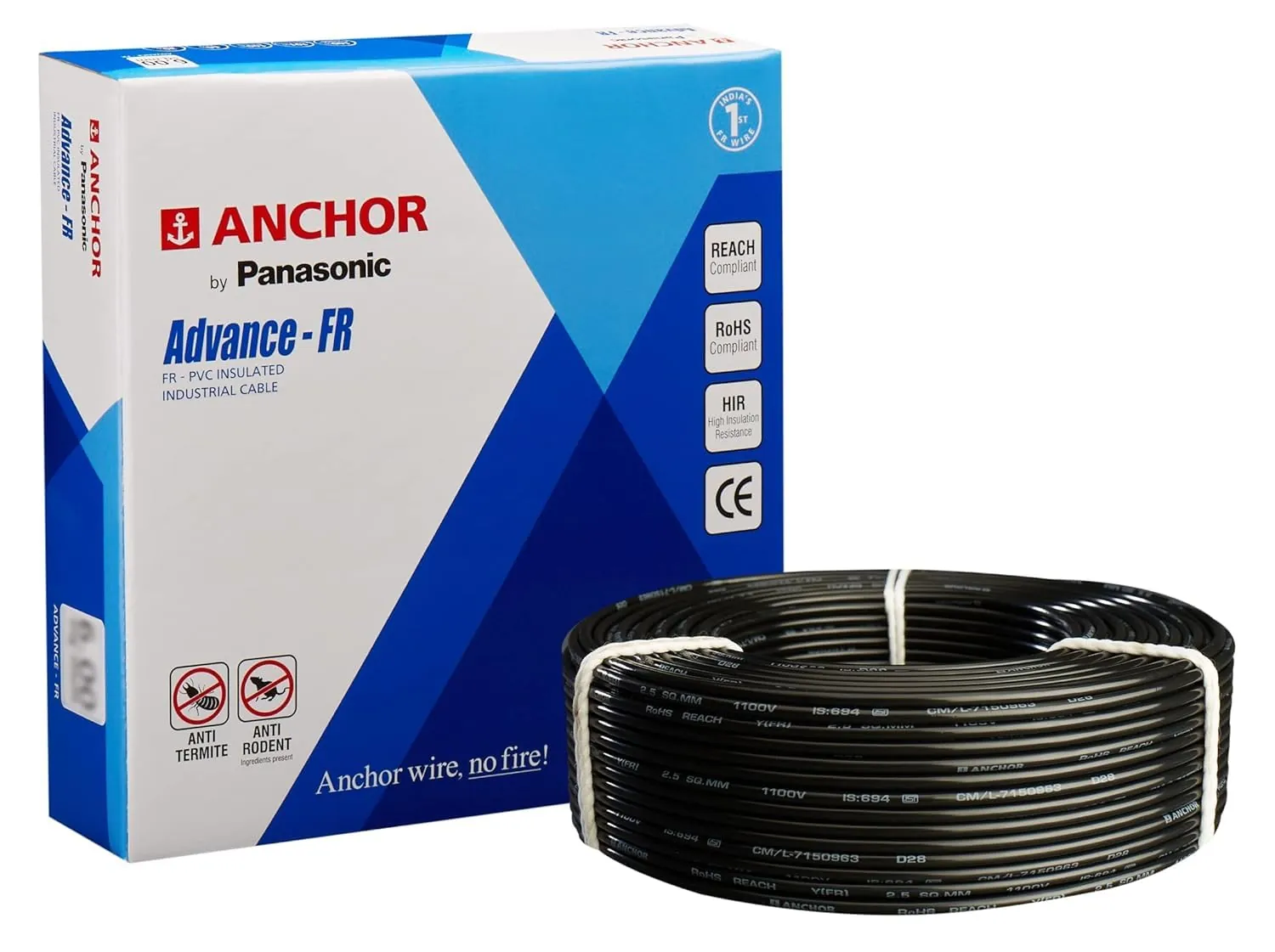 ANCHOR Advance FR Electric 
Wire 90 Meters 1 Sqmm Black 
color coil 