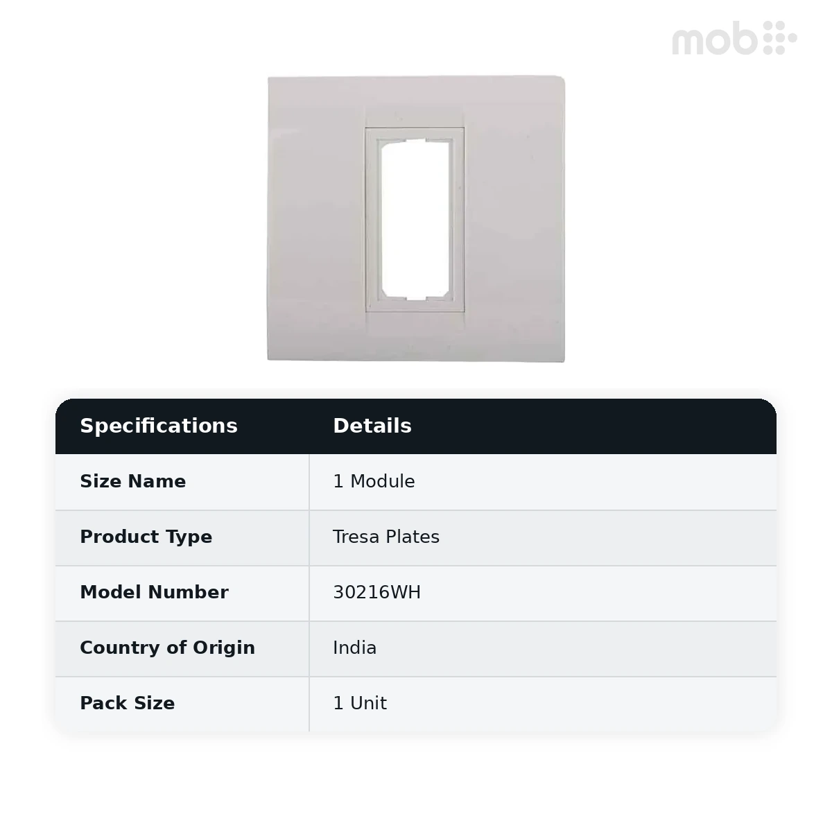 ANCHOR Roma 1 Module Tresa Plate with Frame (White) 30216WH - image 2