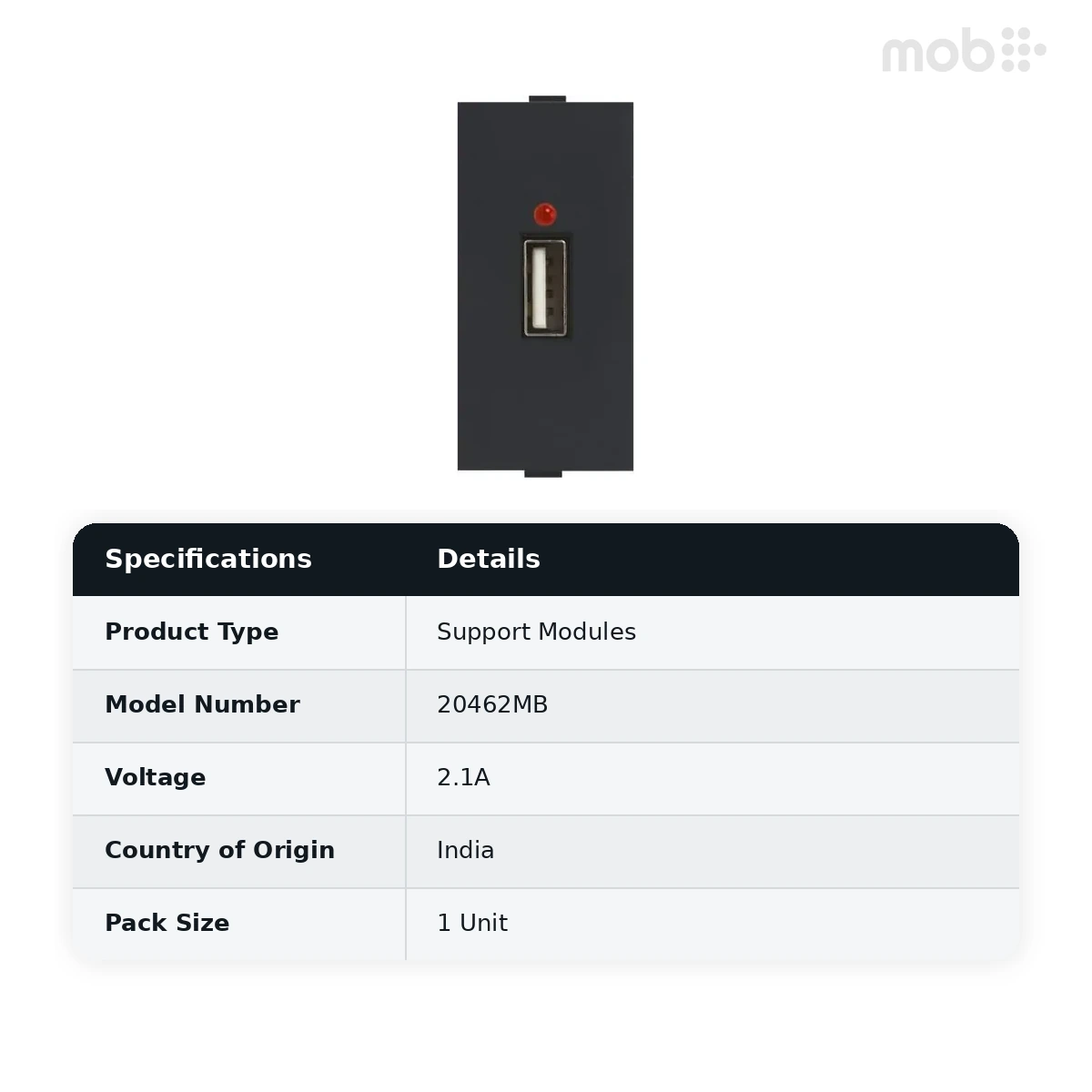 ANCHOR Roma USB charger - 2.1A, 1M, 1Port (Black) 20462MB - image 2