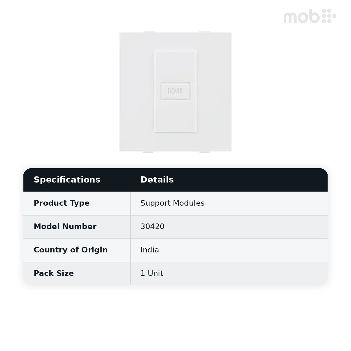 ANCHOR Roma White, Blank Plate Dura 30420