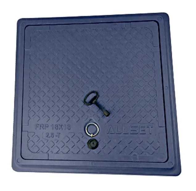 Allset FRP Manhole Chamber Cover (Hand Moulded) Rectangle, Outer Frame Size: 9x12 Inch (230x300 mm), Clear Opening Size: 7x10 Inch (165x235 mm), 2.5 T, Standard Packaging: Set of 10 Nos.