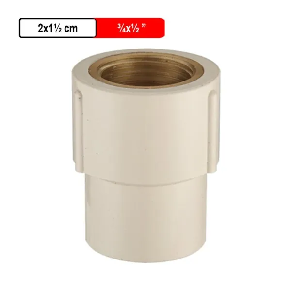 Ashirvad CPVC Fitting ¾ x ½ Inch (2.0 x 1.5 Cm) Reducing Female A dapter Brass Threaded - FABT 70000498 - image 1