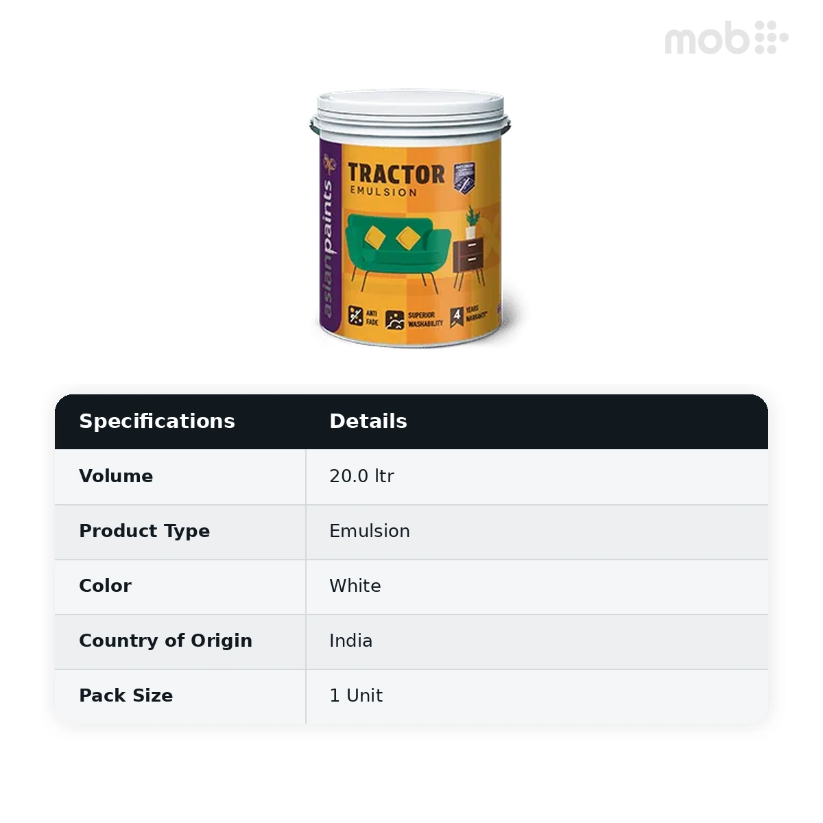 Asian Paints Tractor Emulsion Base White 20 Liters - image 4