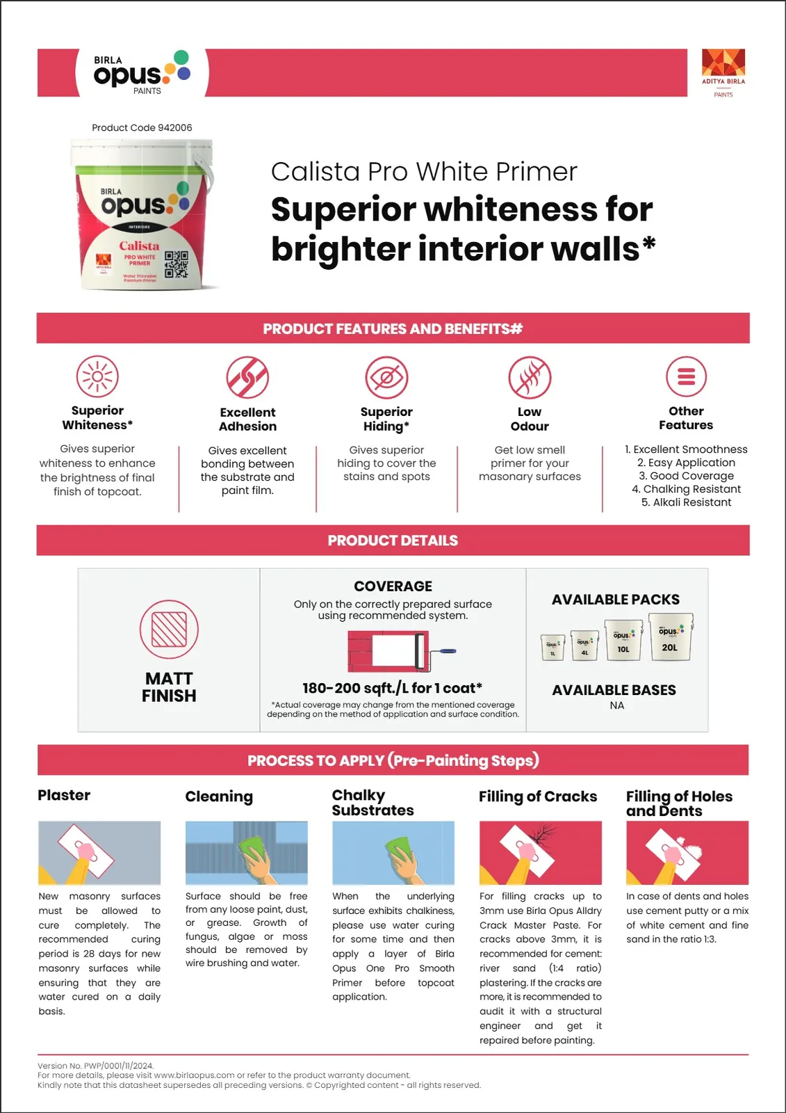 Birla Opus Interior Premium Calista Pro White Primer White (9900) 10L - image 2