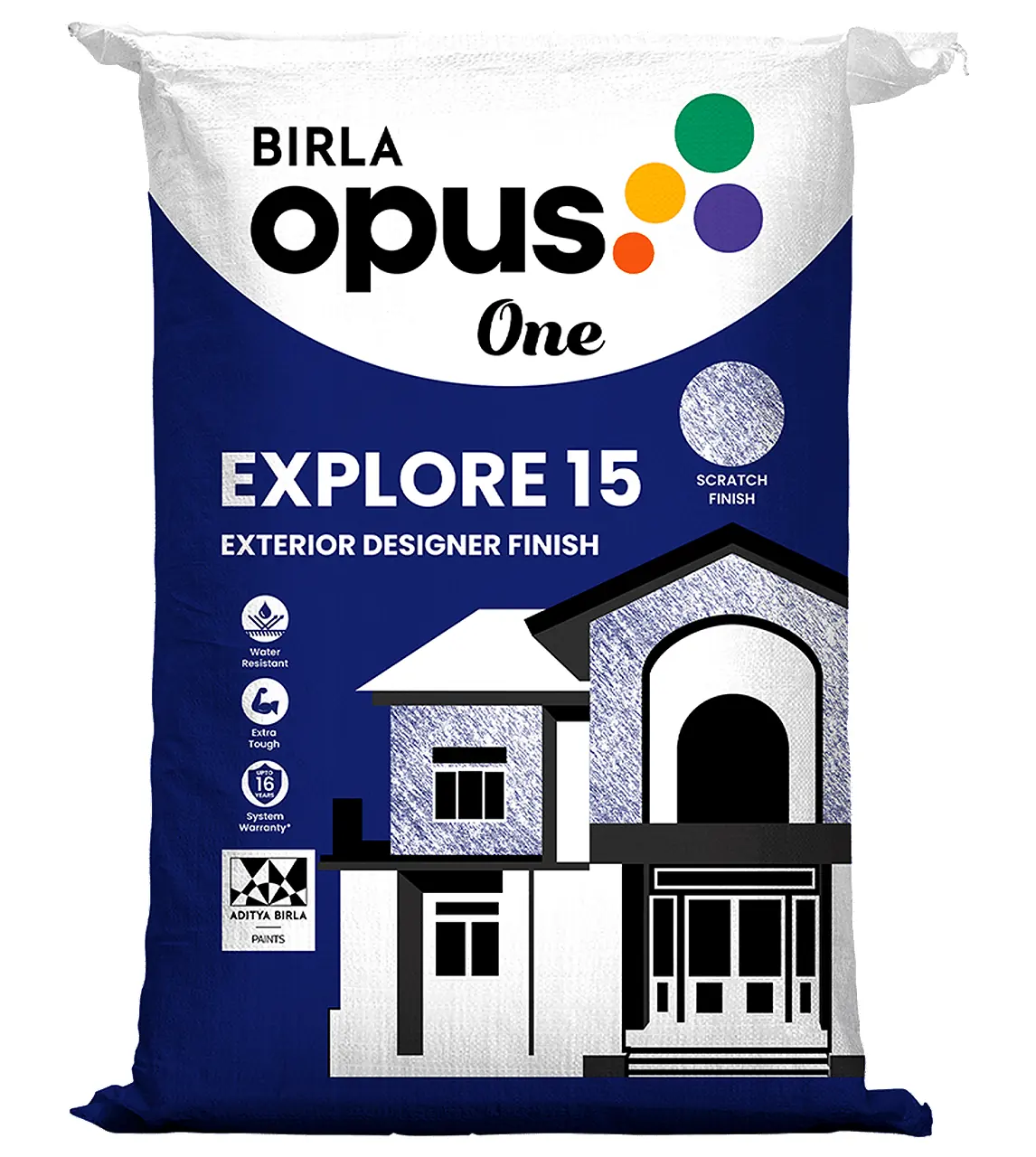 Birla Opus One Explore 15 Exterior Wall Texture Coating White 25 kg
