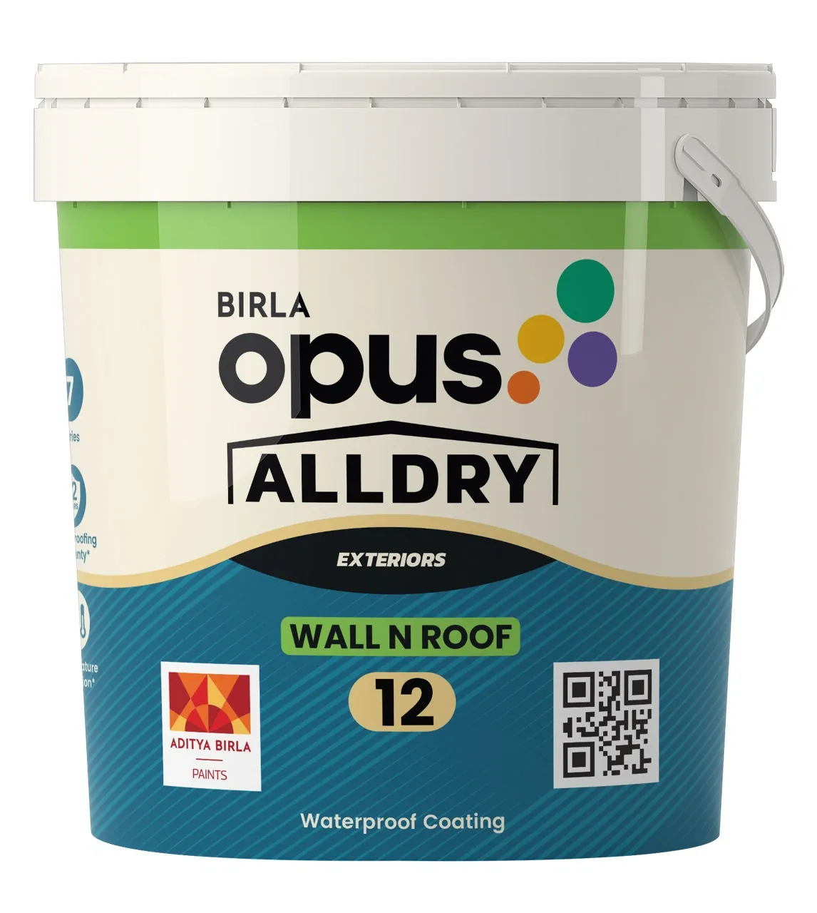 Birla Opus Alldry WallnRoof 12 Acrylic-PU Hybrid Waterproof Coating White 1 L