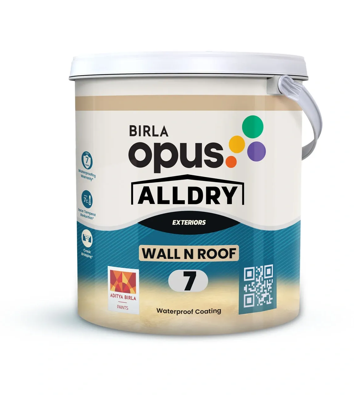 Birla Opus Alldry WallnRoof 7 Elastomeric Waterproof Coating White 1 L