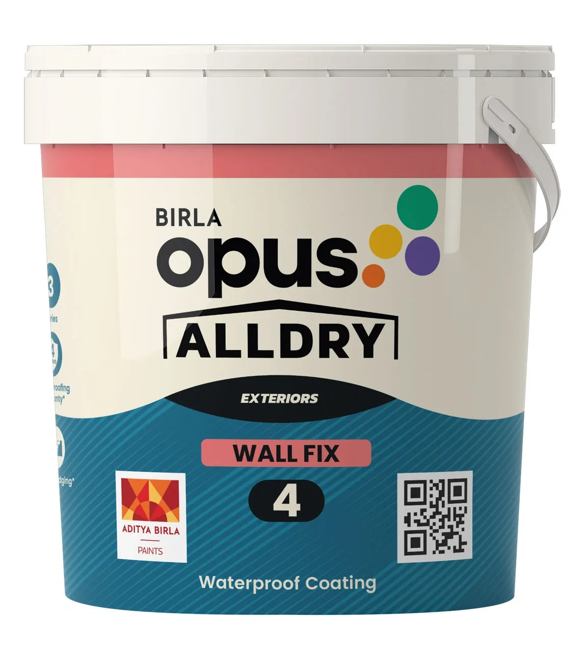 Birla Opus AllDry WallFix 4 Fibre-Reinforced Waterproof Basecoat White 1 L
