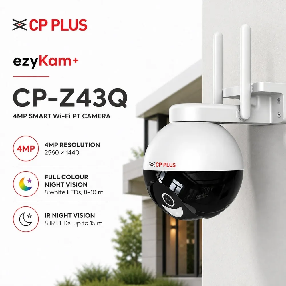 CP Plus 4MP Wi-Fi Full-Colour Pan-Tilt Security Camera, Code: CP-Z43Q