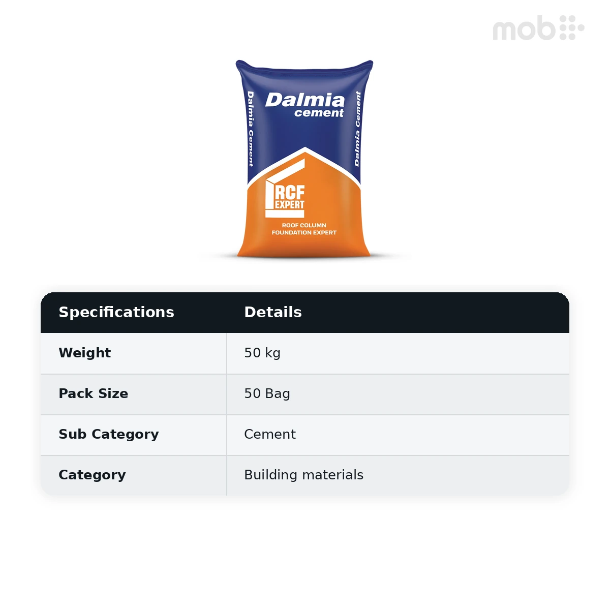 (50 Bags MOQ) Dalmia Cement Ordinary Portland (OPC) Grade 53 Cement 50Kg Bag (50 Bags Multiple)  - image 2