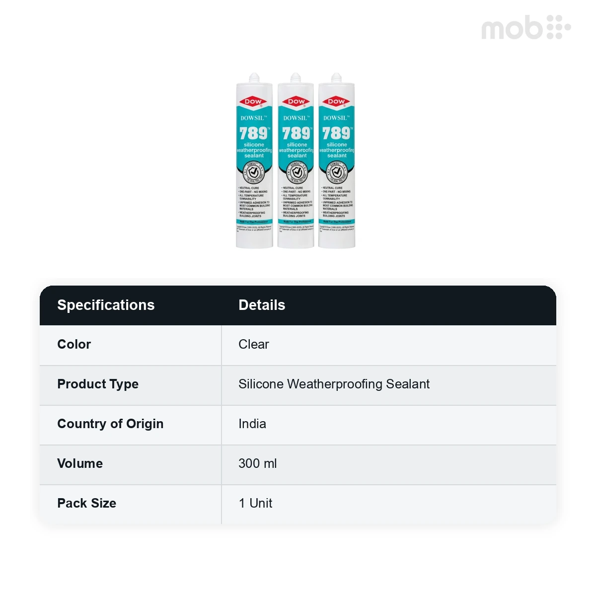Dow Dowsil 789 Silicone Weatherproofing Sealant Clear 300 ml - image 2