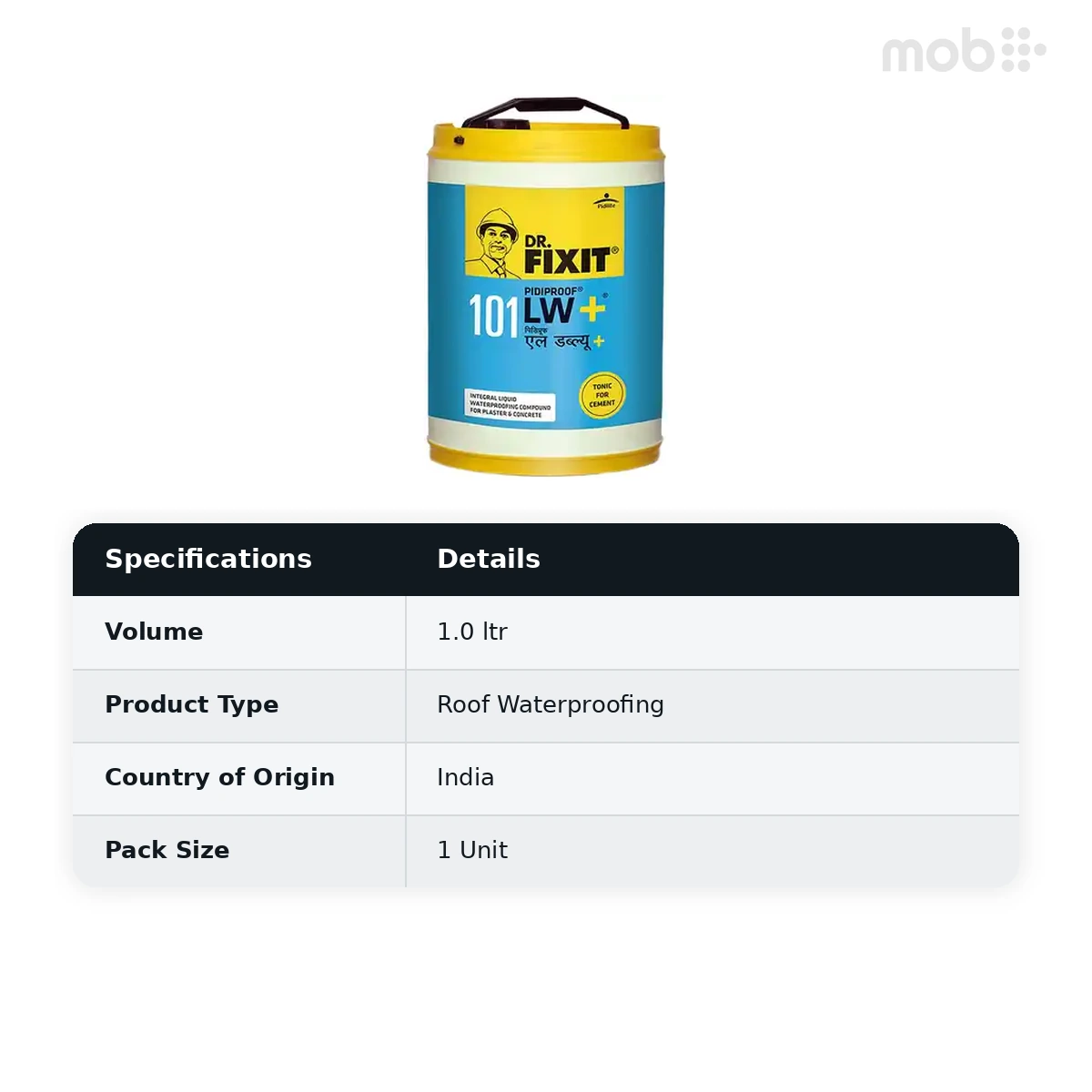Dr. Fixit (101) Pidiproof LW+ (Roof Waterproofing, 1L) - image 2