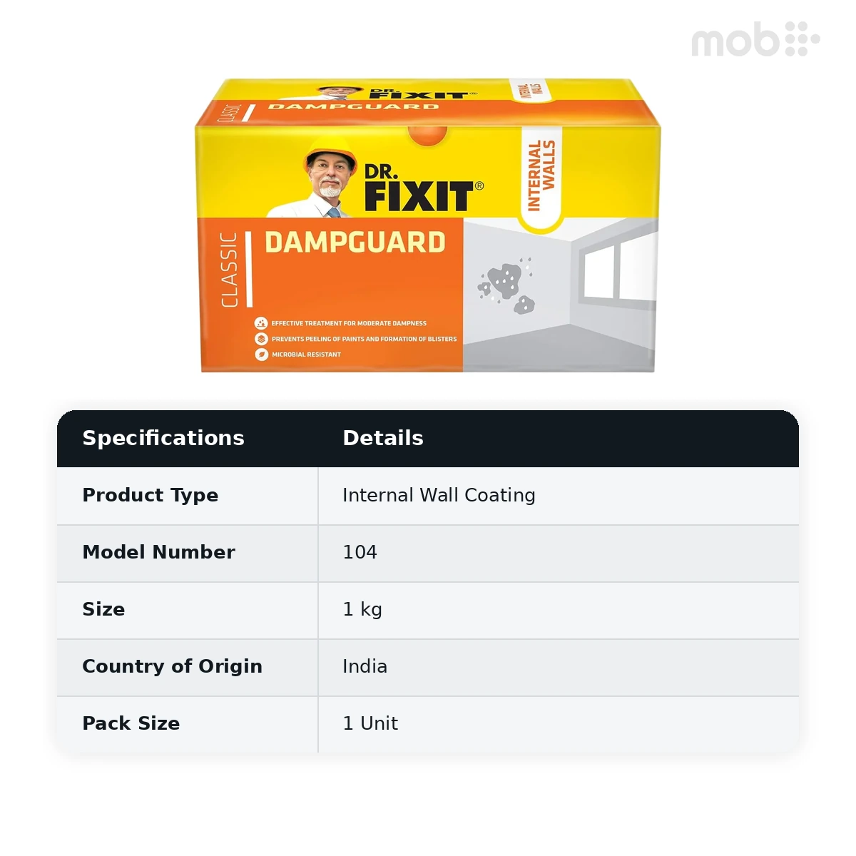 Dr. Fixit 104 Dampguard Classic Two-Component Internal Wall & RCC Water Tank Damp-Proof Coating, 1 kg - image 2
