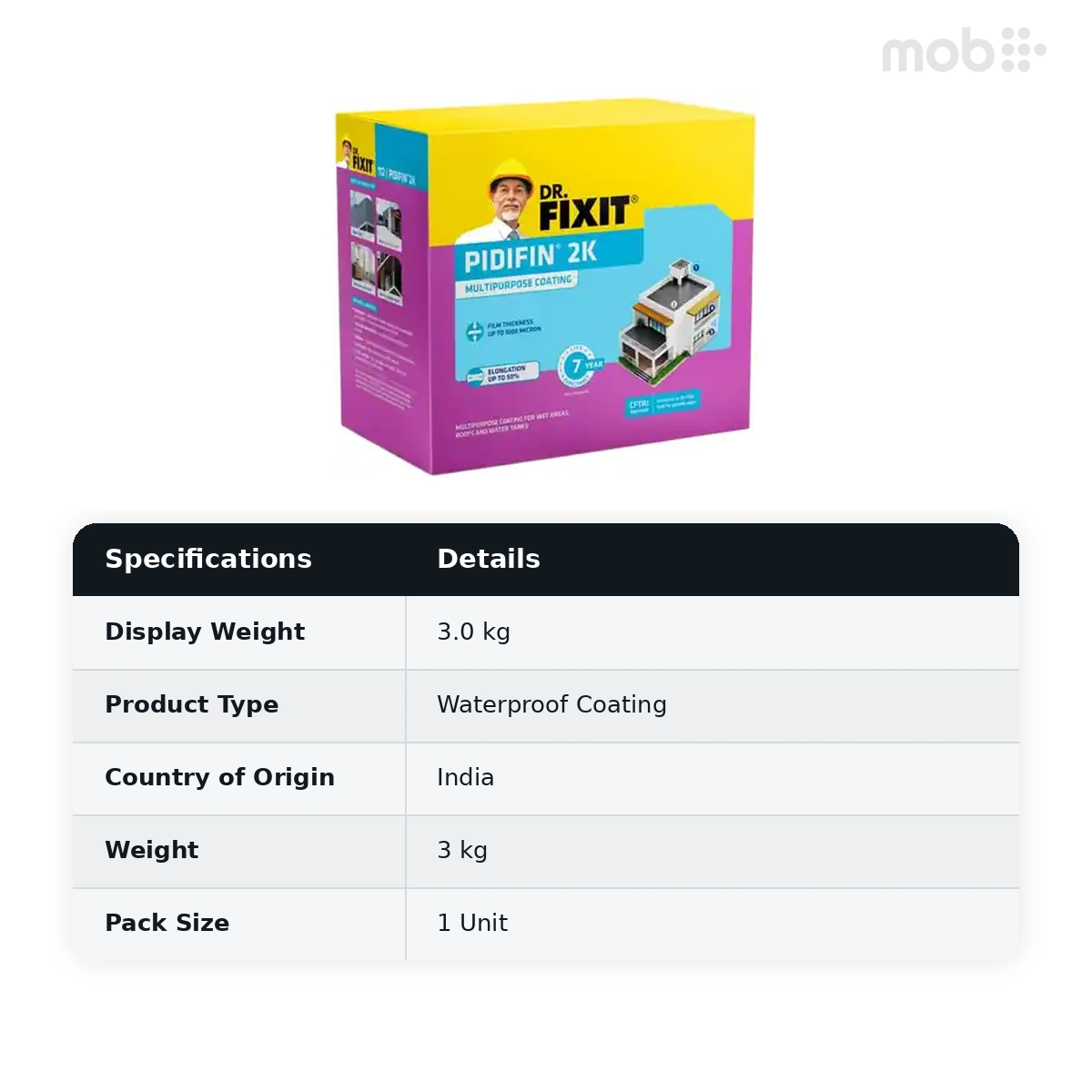 Dr. Fixit (112) Pidifin 2K Waterproof Coating, 3Kg - image 2