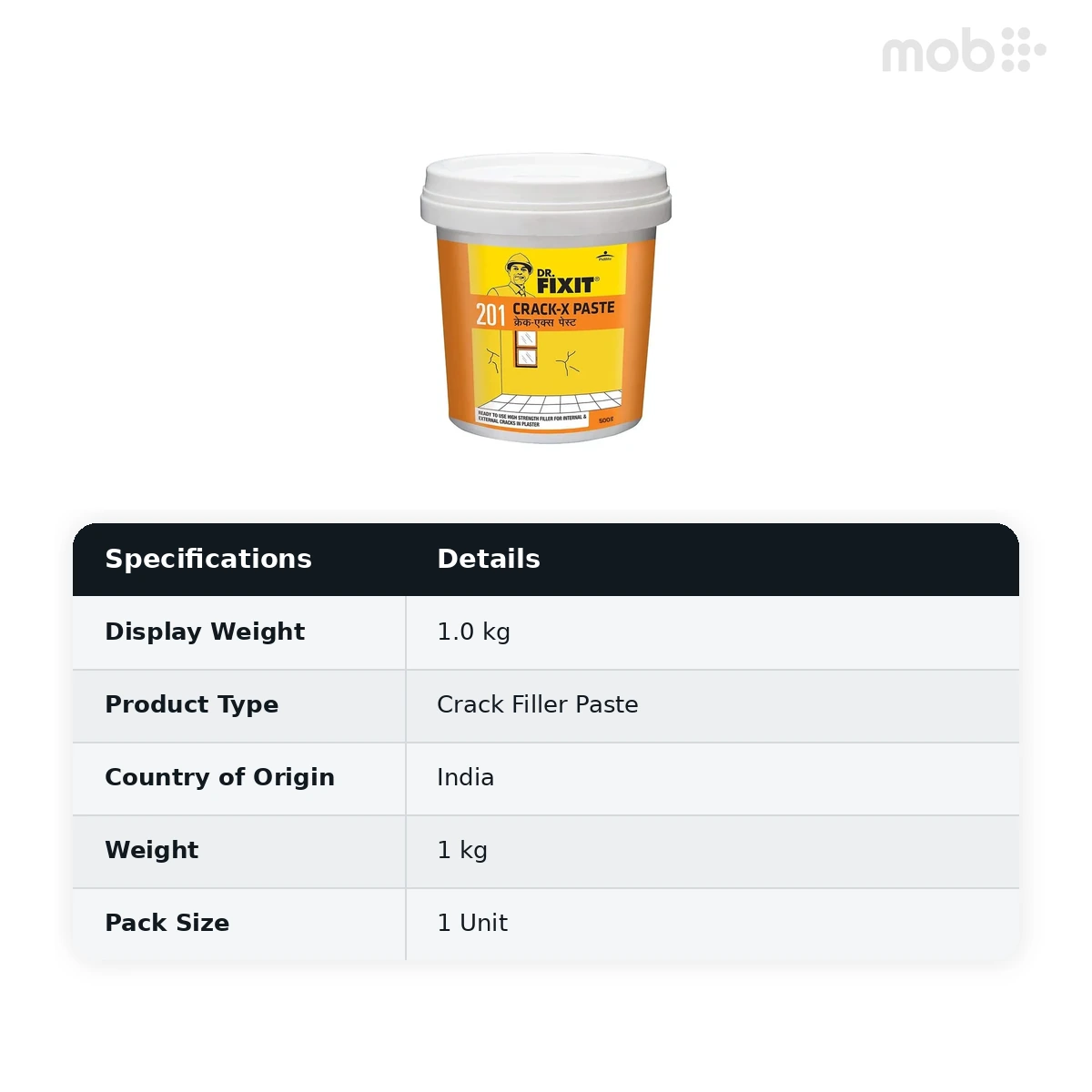 Dr. Fixit (201) Crack-X Paste (Internal & External) Crack Filler, 1Kg - image 2