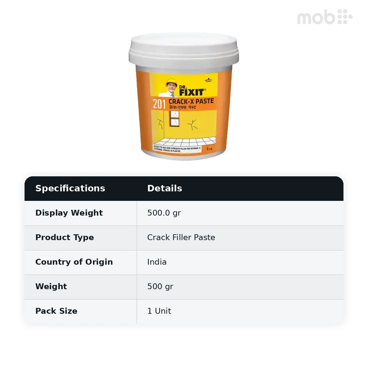 Dr. Fixit (201) Crack-X Paste (Internal & External) Crack Filler, 500g - image 2