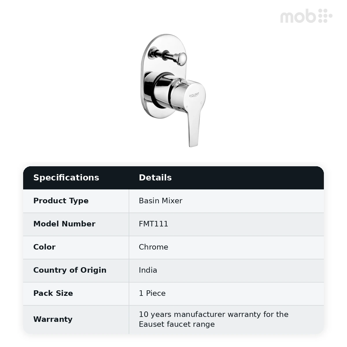 Eauset Montana Wall Mounted Basin Mixer (Upper Trim + Handle) Chrome Code: FMT111