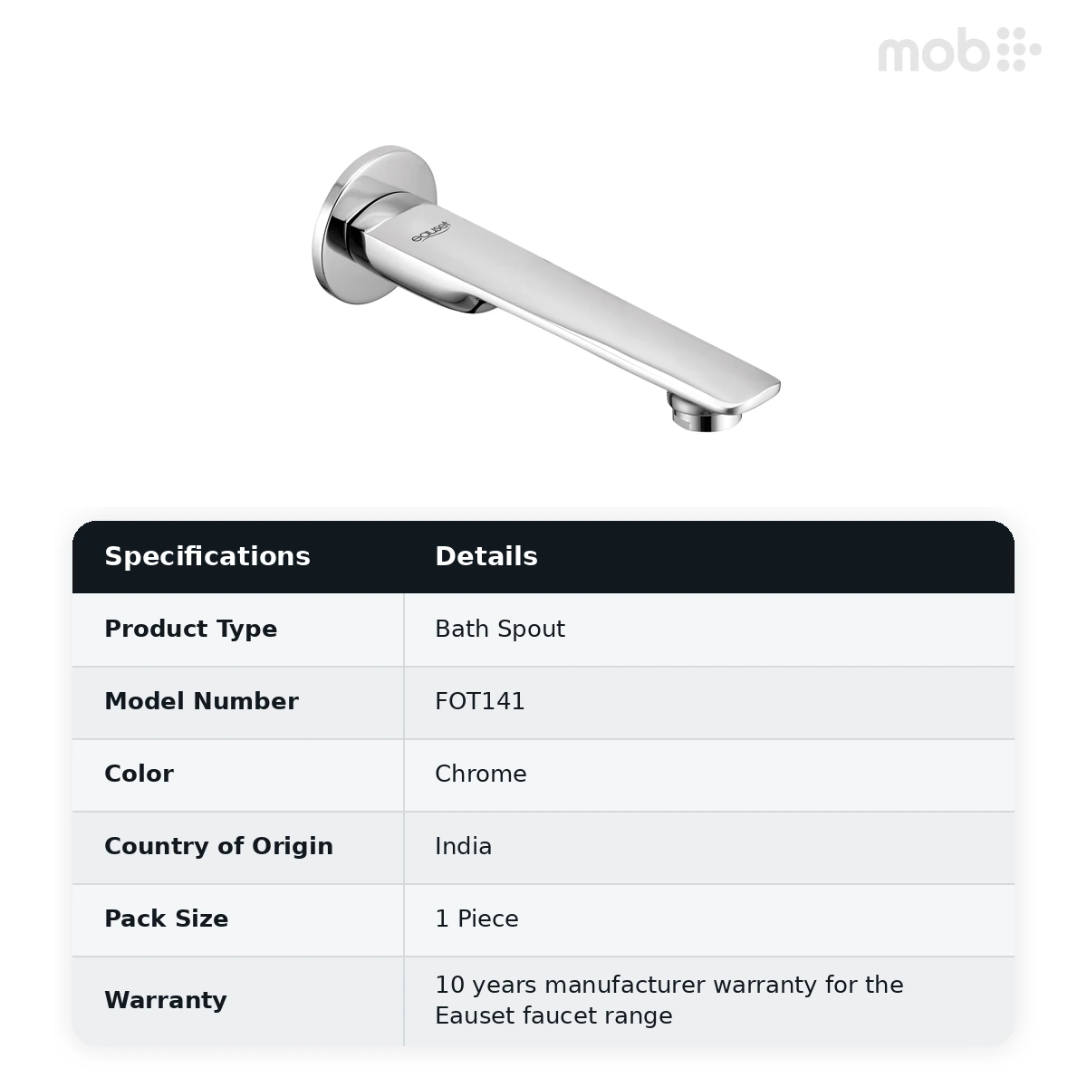 Eauset Otra Bath Spout with Wall Flange Chrome Code: FOT141 - image 2