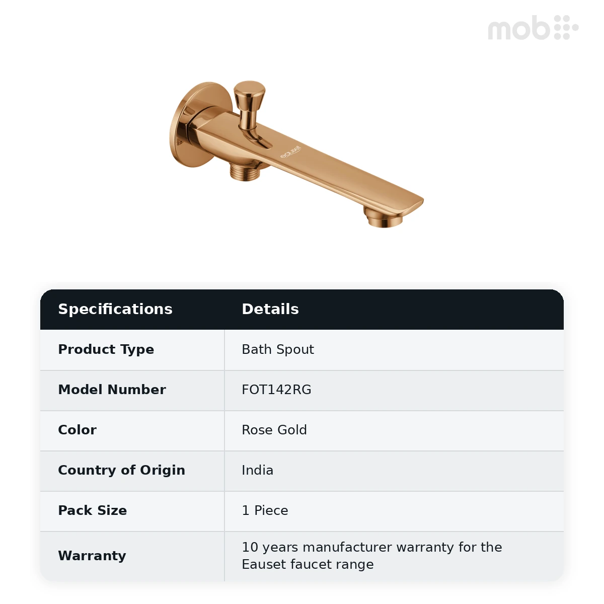 Eauset Otra Wall Spout with Provision for Hand Shower with Wall Flange Rose Gold Code: FOT142RG - image 2