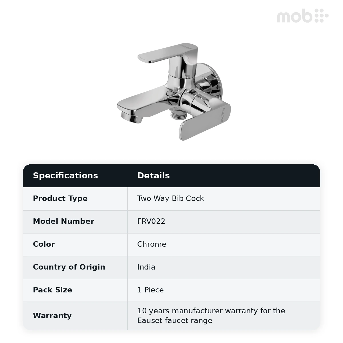 Eauset Reva Two Way Bib Cock with Wall Flange Chrome Code: FRV022 - image 2