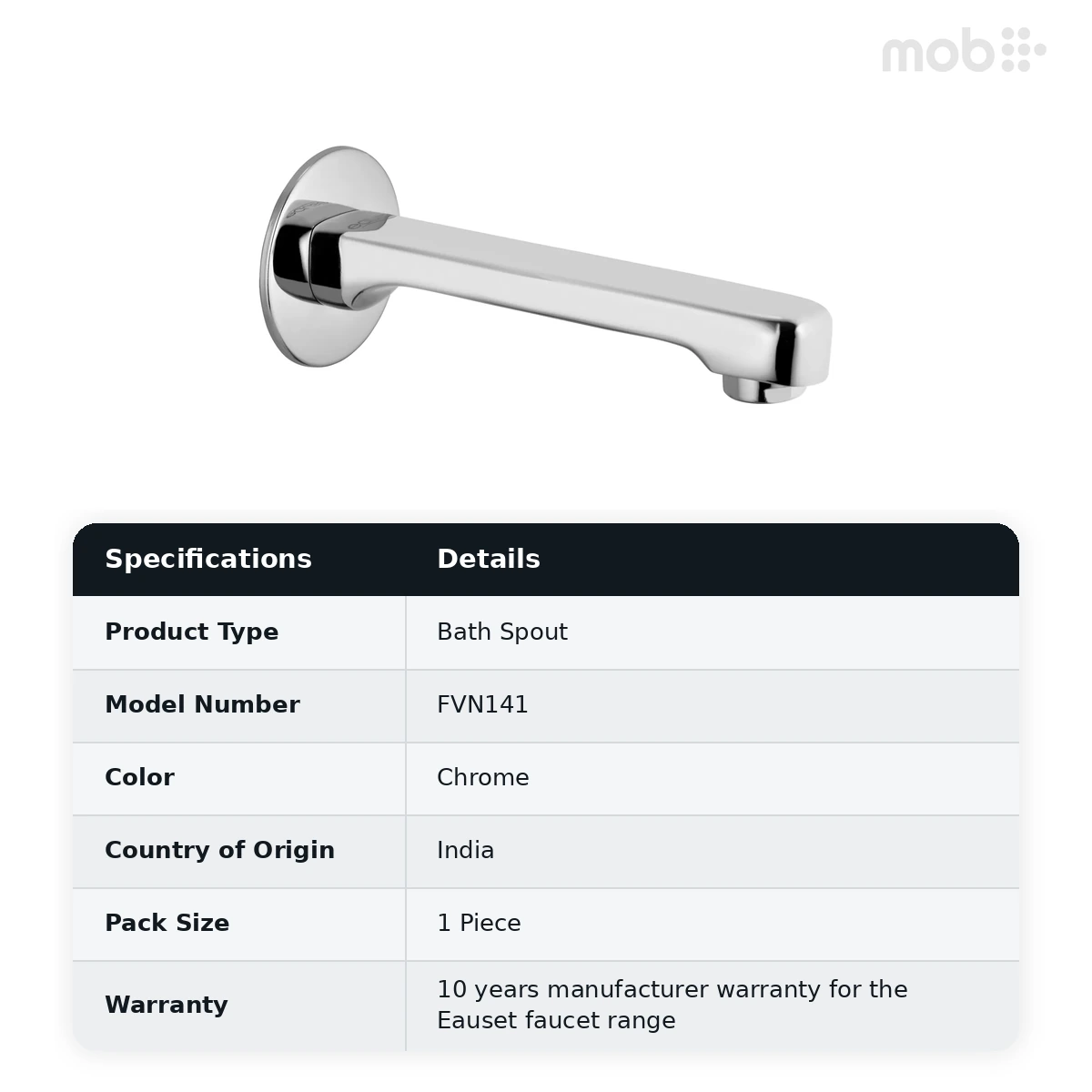 Eauset Vince Bath Spout with Wall Flange Chrome Code: FVN141 - image 2
