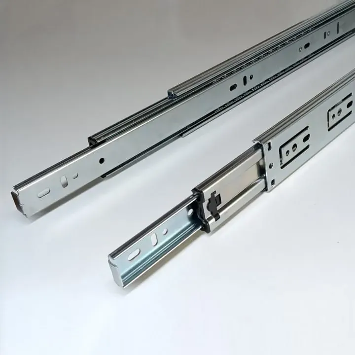 Ebco Hardware Sleek Telescopic Drawer Slide, 450 mm length, 35 kg load, soft close, zinc-plated white finish, Code: STDS45-35-SC