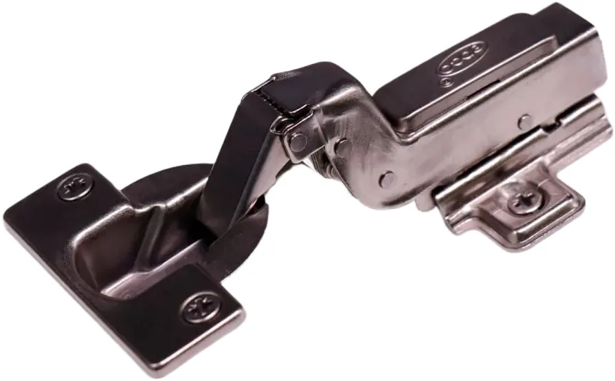 Ebco Hardware Thick Door Hinge, Full Overlay, 0 mm Crank, 40 mm cup, regular close, nickel-plated finish, Code: HTD1