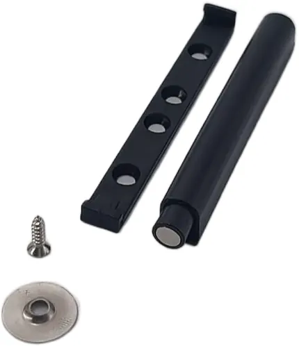 Ebco Hardware Magnetic Push-Open Fitting, 40 mm stroke, 127 mm extended length, 50 N, black finish, Code: POM40-BL