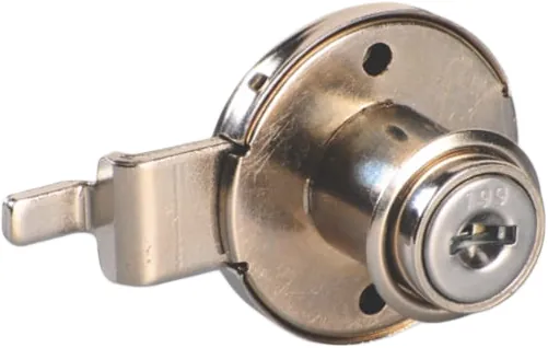 Ebco Hardware Target Round Multi-Purpose Lock, round straight, metal keys, nickel-plated finish, Code: E-MPL1-22-M