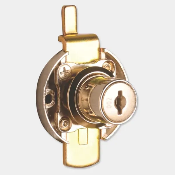Ebco Hardware Target Round Multi-Purpose Lock, round crank, metal keys, nickel-plated finish, Code: E-MPL1C-22-M