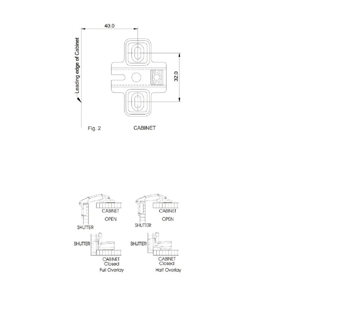 Ebco Hardware 165° Hinge (I) Cup Diameter 35mm Regular Close 0 Crank (Full Overlay) Nickel Plated Finish code: H165-1-I - image 3