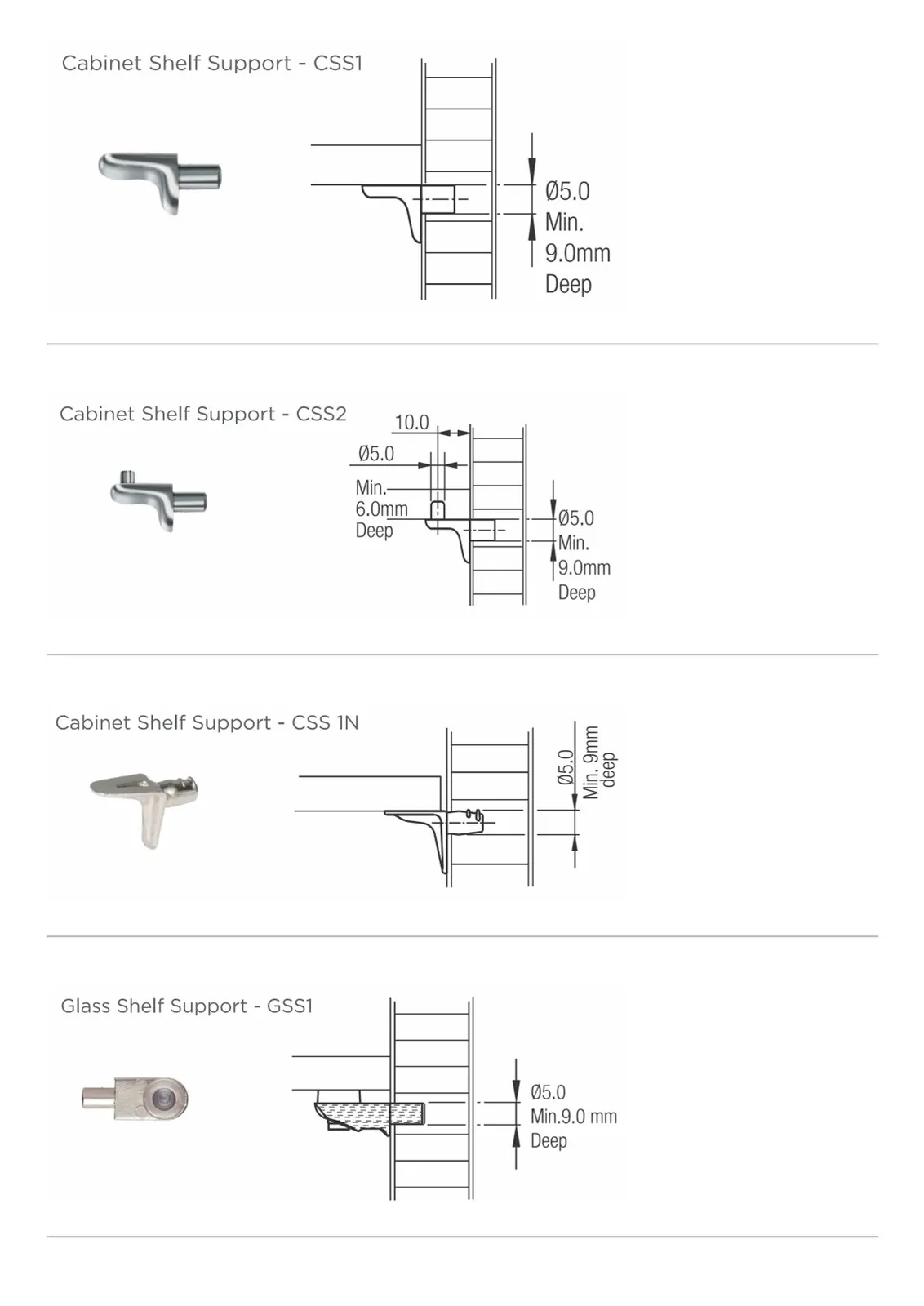 Ebco Hardware Cabinet Shelf Support Pin Glass Load Capacity 10Kg(Pack of 1000 Pcs) Nickel Plated Finish code: GSS1 - image 3