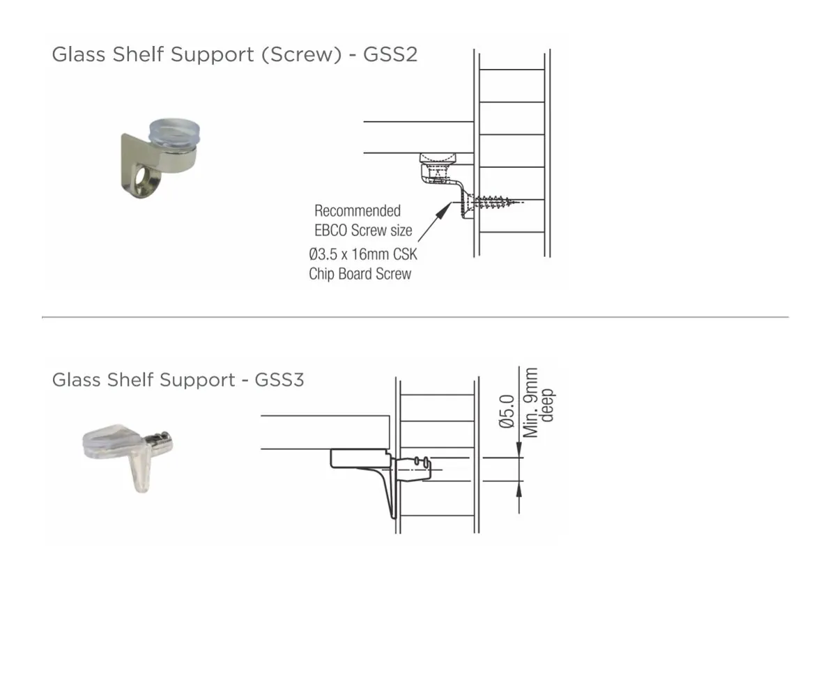 Ebco Hardware Cabinet Shelf Support Pin Glass Load Capacity 10Kg(Pack of 1000 Pcs) Nickel Plated Finish code: GSS1 - image 4