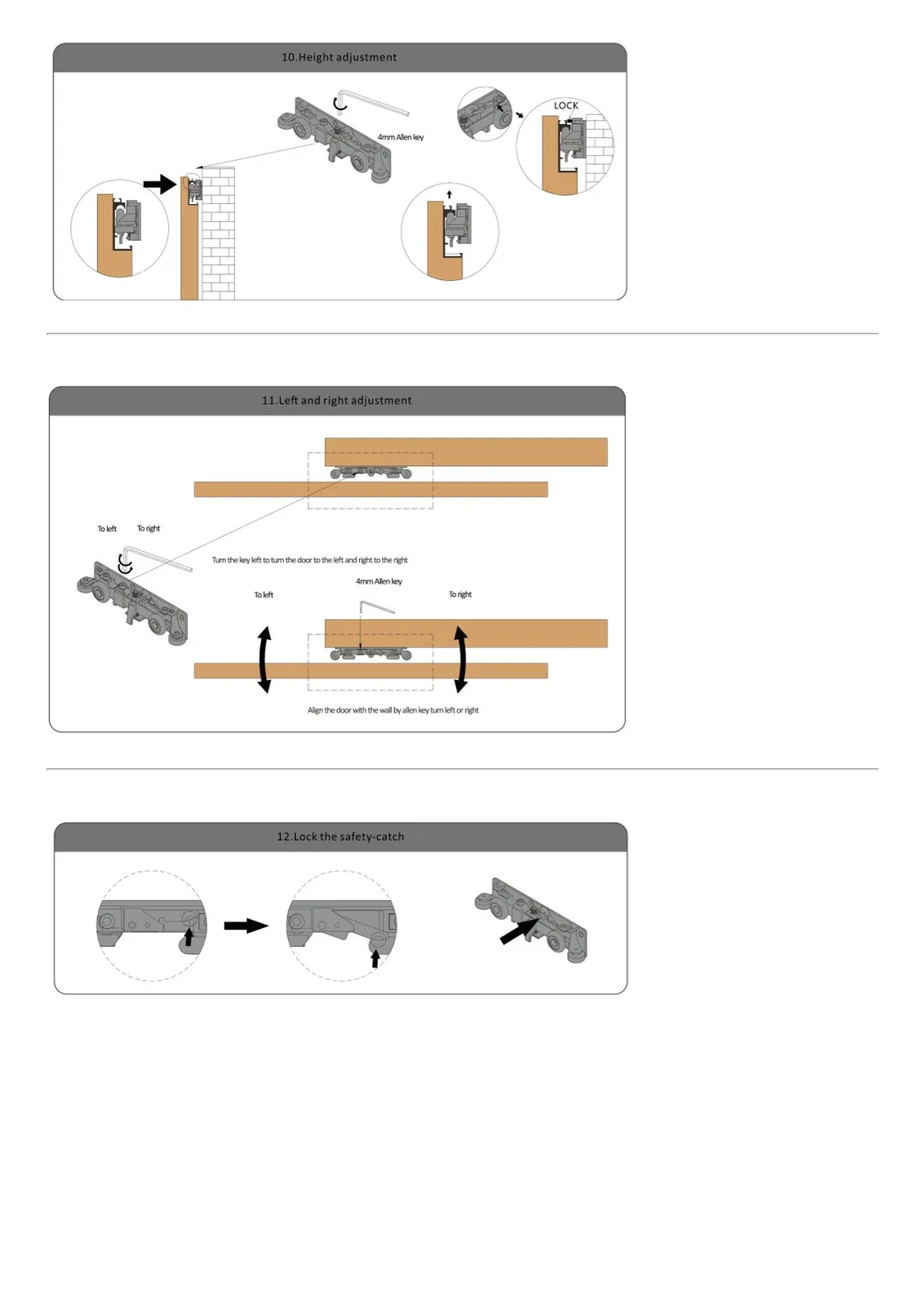 Ebco Hardware Sliding door System 80 Invisible (Including upper rail & down rail 1200mm) Load Capacity 80Kg Silver Color code: SDFI-80 - image 6