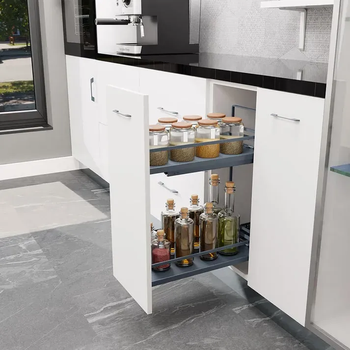Ebco Livsmart Bottle Pullout 2, 100 mm pullout width, for 150 mm cabinet, soft close, anthracite finish, Code: BPO2SC2-100