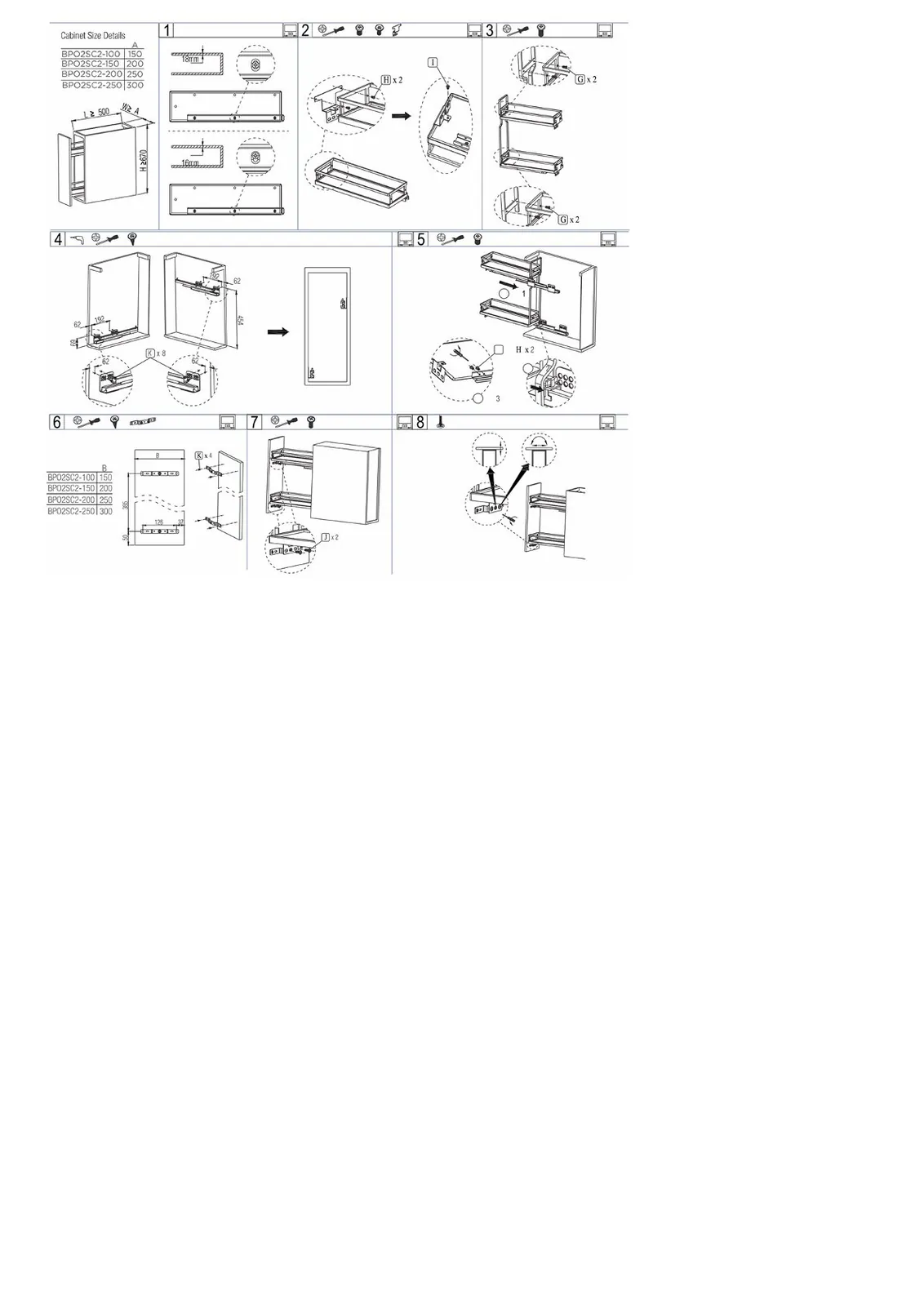 Ebco Livsmart Bottle Pullout 2, 200 mm pullout width, for 250 mm cabinet, soft close, anthracite finish, Code: BPO2SC2-200 - image 3
