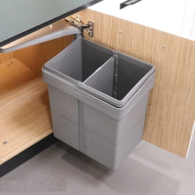 Ebco Livsmart Swing out Waste bin Rectangular (Single) Capacity 1x15Ltr Grey Color code: SOWBR-15S