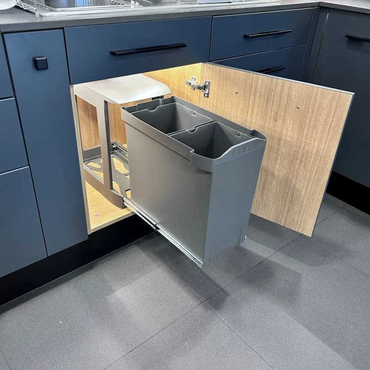 Ebco Livsmart Auto Pullout Double Waste bin Capacity 28Ltr (14x2) Grey Color code: APDWB-28