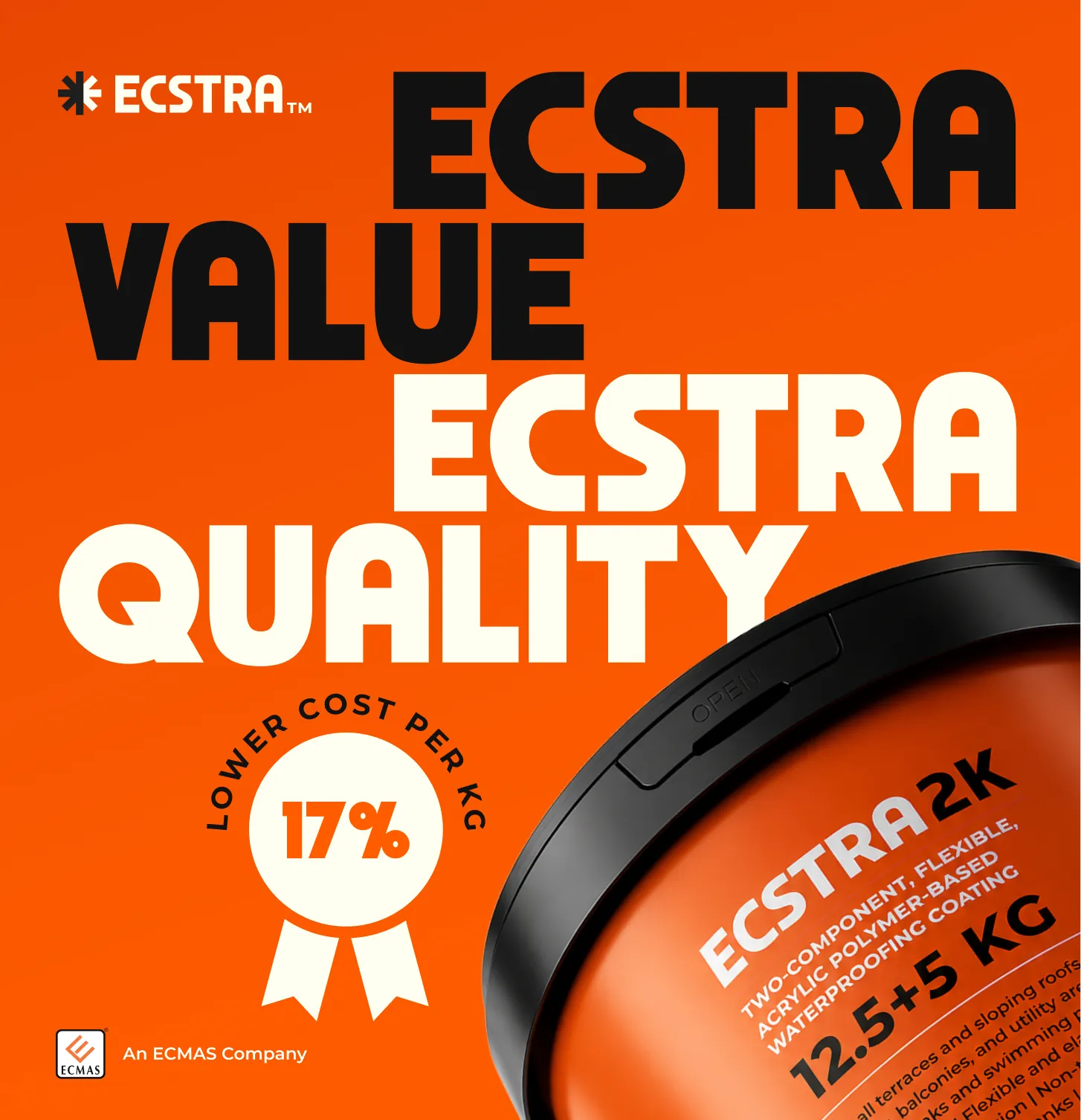 Ecstra 2K Two-Component Flexible Acrylic Polymer-Based Waterproofing Coating 17.5 kg - image 2
