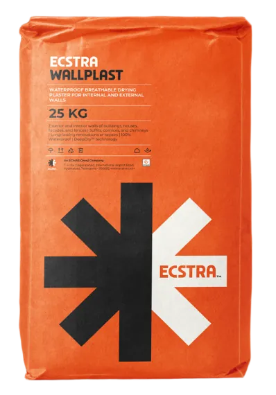 Ecstra WALLPLAST Waterproof Breathable Drying Plaster for Internal and External Walls 25 kg