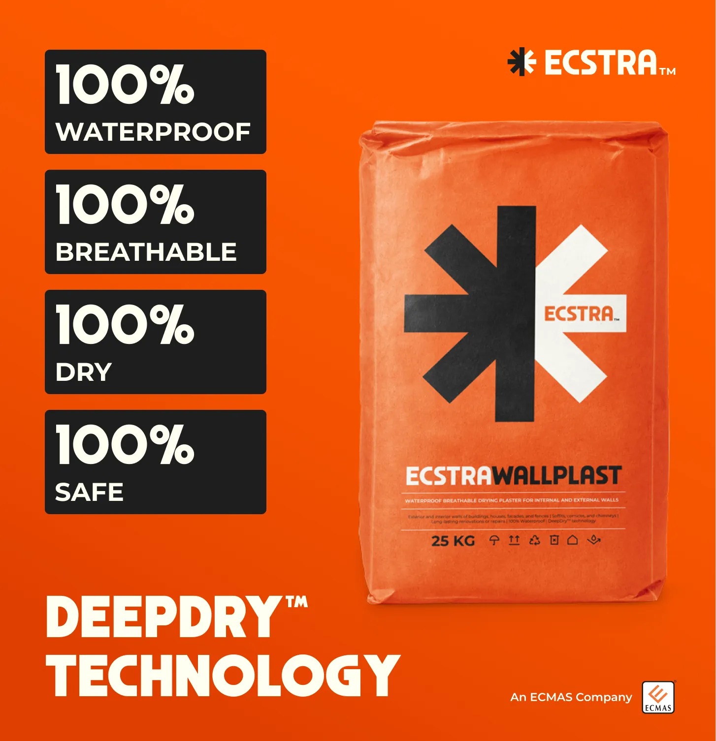 Ecstra WALLPLAST Waterproof Breathable Drying Plaster for Internal and External Walls 25 kg - image 3