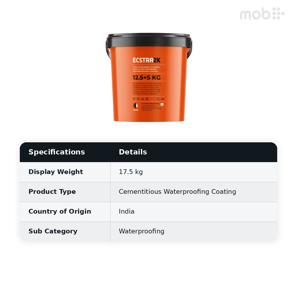 Ecstra 2K Two-Component Flexible Acrylic Polymer-Based Waterproofing Coating 17.5 kg - image 3