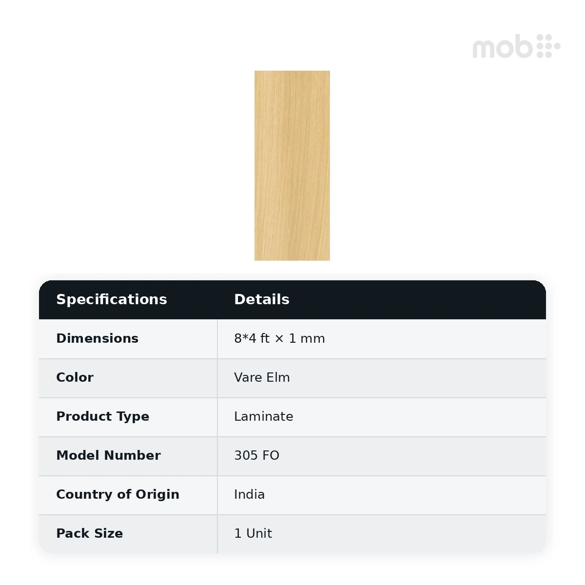 Finetouch Laminates 305 FO Vare Elm, 1mm, 8x4 ft - image 2