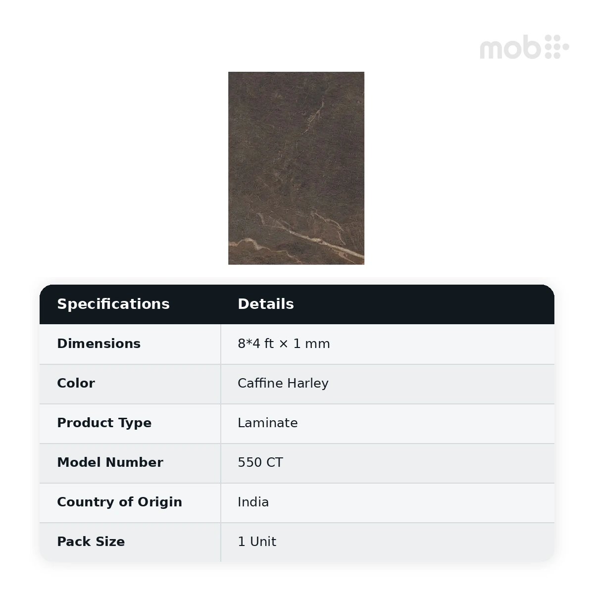 Finetouch Laminates 550 CT Caffine Harley, 1mm, 8x4 ft