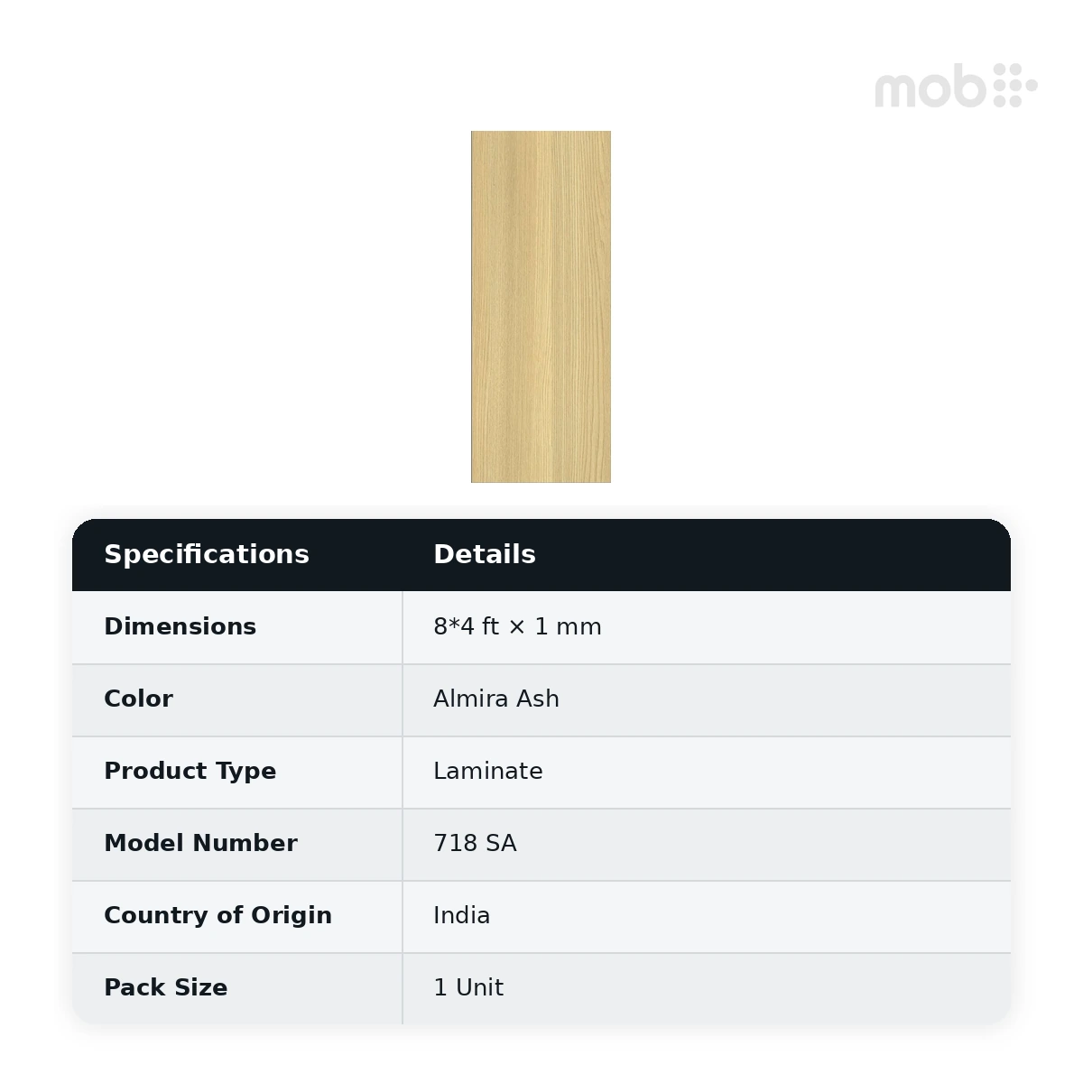 Finetouch Laminates 718 SA Almira Ash, 1mm, 8x4 ft - image 2