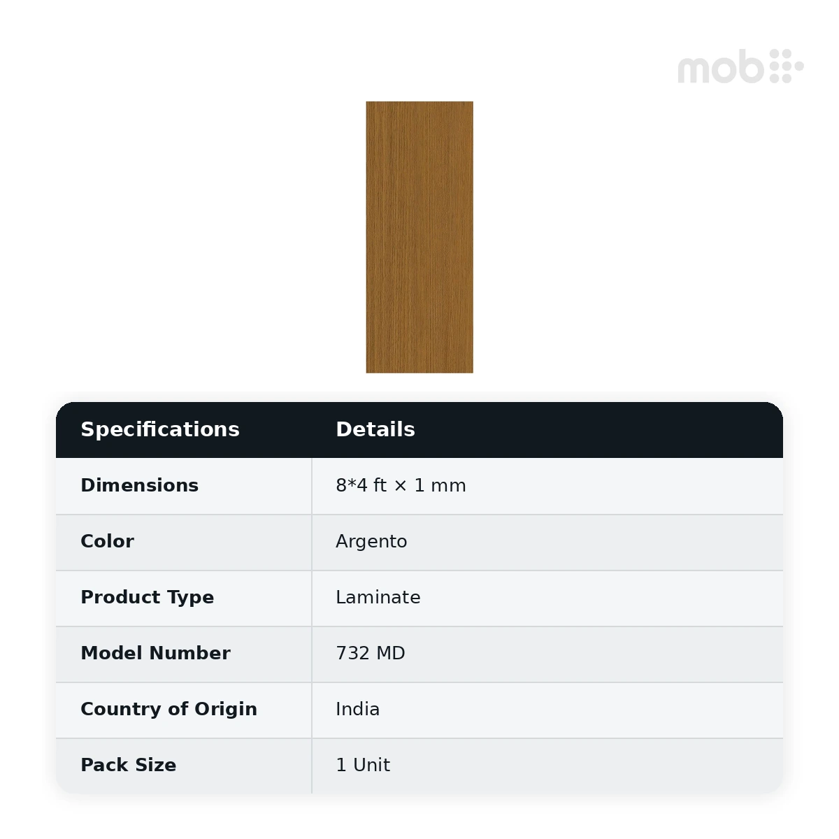 Finetouch Laminates 732 MD Argento, 1mm, 8x4 ft